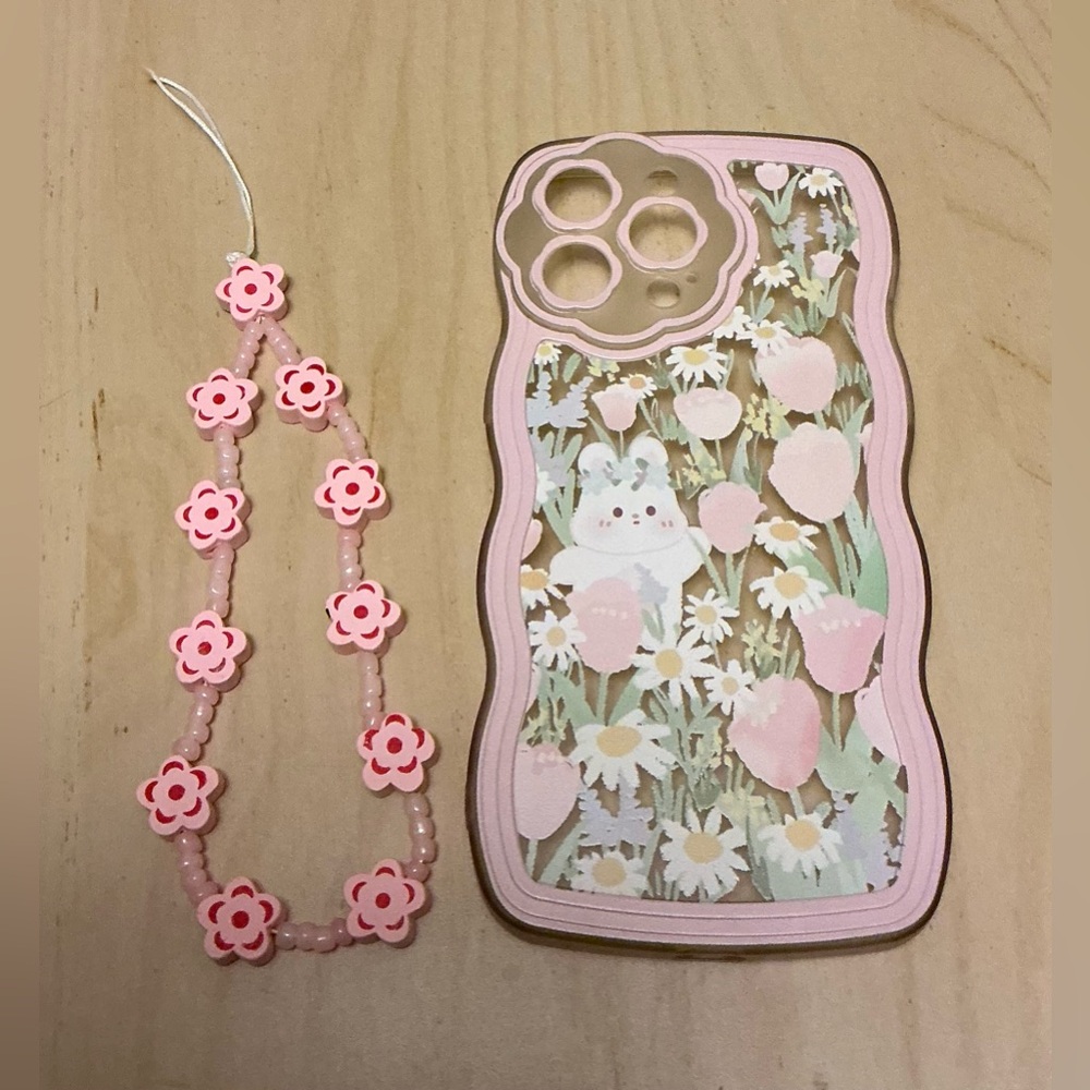 NEW iPhone 14 Pro Max cute bunny/rabbit phone case with matching strap